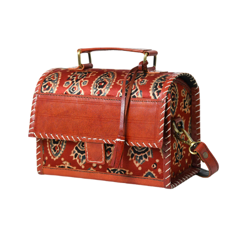 Handcrafted Ajrak Leather Satchel - Image 2